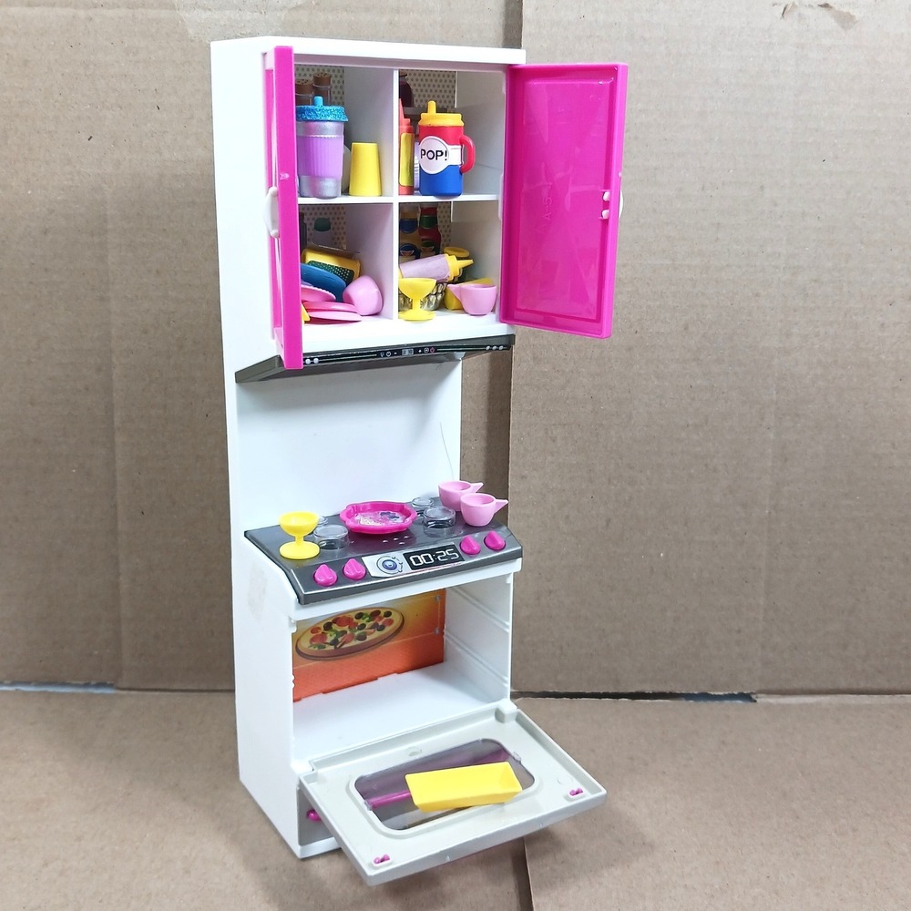 Liberty Imports Doll Kitchen Playset Stove Oven Cabinet with Food Accessories